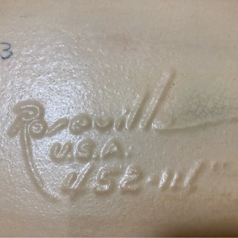 Vintage Art Console Roseville Magnolia Pottery. Handled rectangular Green/Pink. - Picture 12 of 12